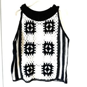 Women Crochet Top| Black and White XS